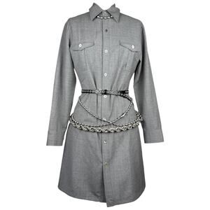 Vintage Equipment Made in France 100% Wool Shirt Dress – Grey – Size M